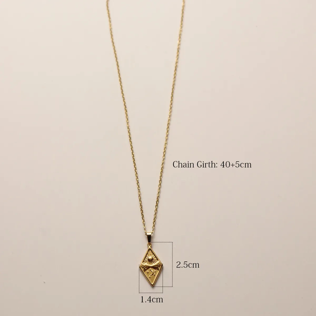 Wholesale Jewelry Simple Style Sun Moon Rhombus 304 Stainless Steel 18K Gold Plated Plating Pendant Necklace