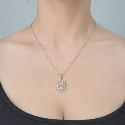 Wholesale Jewelry Simple Style Sun Spider 201 Stainless Steel Polishing Hollow Out Pendant Necklace