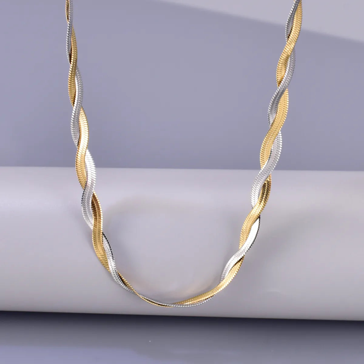 Wholesale Jewelry Simple Style Twist 304 Stainless Steel Titanium Steel 18K Gold Plated Plating Necklace