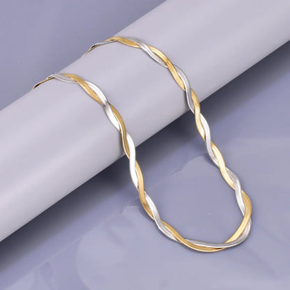 Wholesale Jewelry Simple Style Twist 304 Stainless Steel Titanium Steel 18K Gold Plated Plating Necklace