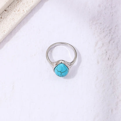 Wholesale Jewelry Simple Style Water Droplets Alloy Resin Plating Inlay Rings