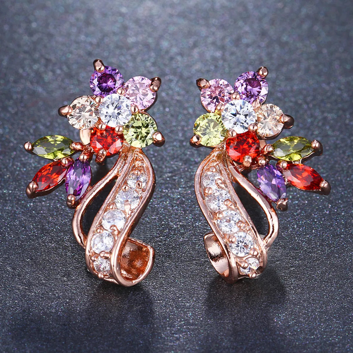 Wholesale Jewelry Simple Style Water Droplets Metal Zircon Inlay Ear Studs