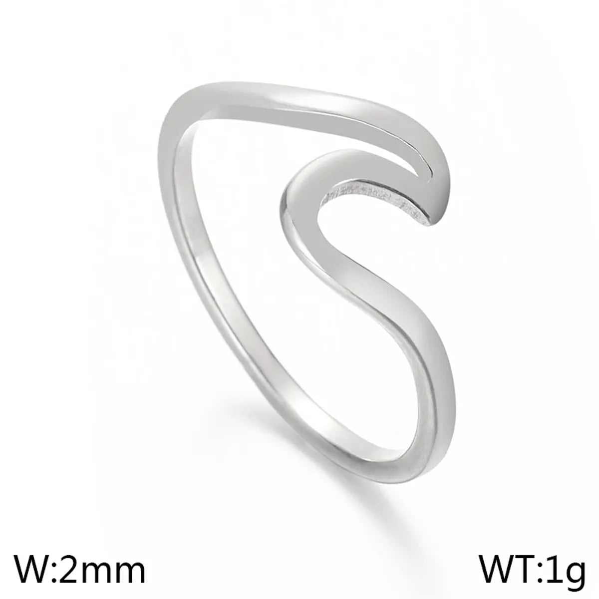 Wholesale Jewelry Simple Style Waves 304 Stainless Steel 18K Gold Plated Plating Rings