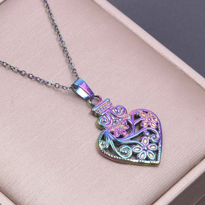 Wholesale Jewelry Simple Style Waves Heart Shape 304 Stainless Steel Pendant Necklace