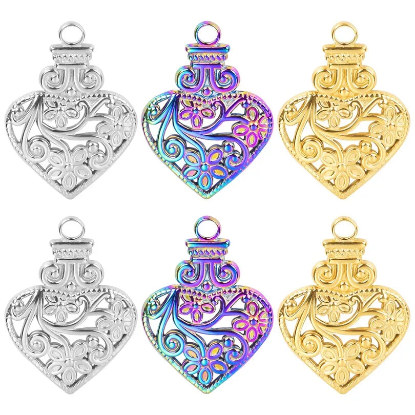 Wholesale Jewelry Simple Style Waves Heart Shape 304 Stainless Steel Pendant Necklace