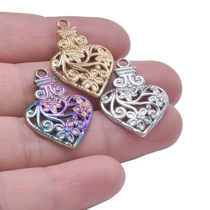 Wholesale Jewelry Simple Style Waves Heart Shape 304 Stainless Steel Pendant Necklace