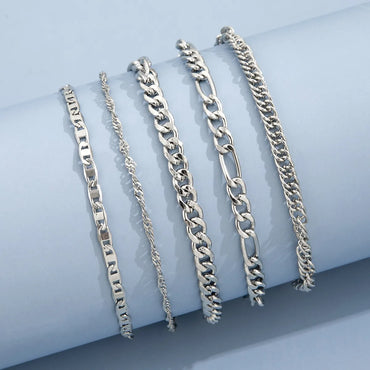 Wholesale Jewelry Simple Thick Snake Chain Anklet Five-piece Set Gooddiy