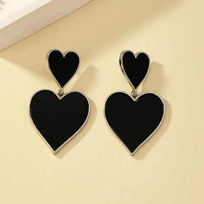 1 Pair Streetwear Commute Heart Shape Plating Alloy 14k Gold Plated Drop Earrings