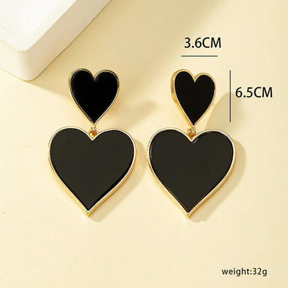 1 Pair Streetwear Commute Heart Shape Plating Alloy 14k Gold Plated Drop Earrings