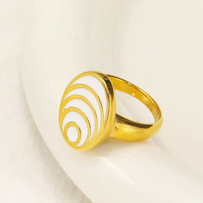 Wholesale Jewelry Streetwear Geometric 304 Stainless Steel 18K Gold Plated Enamel Rings