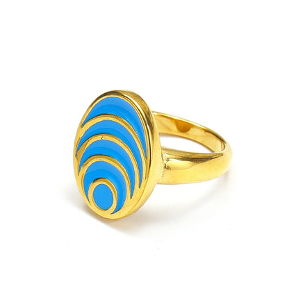 Wholesale Jewelry Streetwear Geometric 304 Stainless Steel 18K Gold Plated Enamel Rings