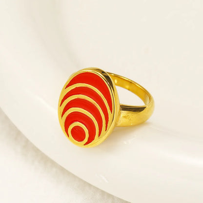 Wholesale Jewelry Streetwear Geometric 304 Stainless Steel 18K Gold Plated Enamel Rings