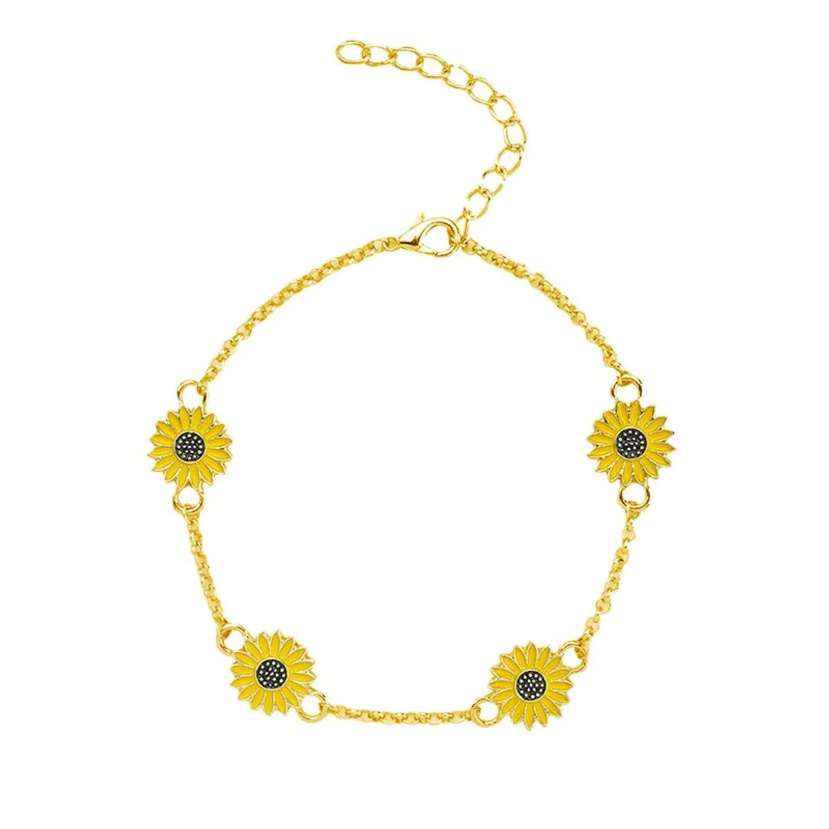 European And American New Oil Dripping Sunflower Beach Anklet Creative Personalized Fashion Sunflower Flower Little Daisy Anklet For Women