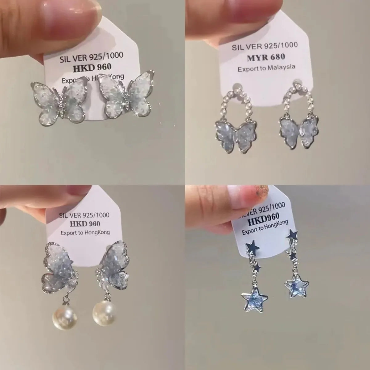 Wholesale Jewelry Sweet Butterfly Alloy Plating Drop Earrings