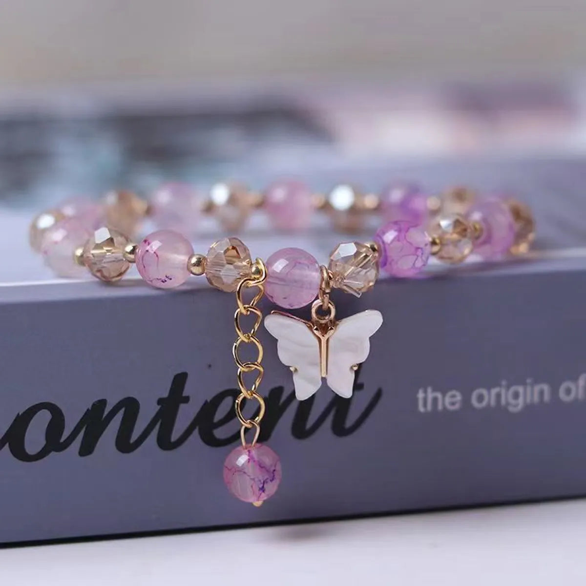 Wholesale Jewelry Sweet Butterfly Artificial Crystal Beaded Bracelets