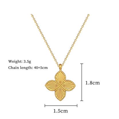 Wholesale Jewelry Sweet Classic Style Commute Four Leaf Clover Titanium Steel Gold Plated Pendant Necklace