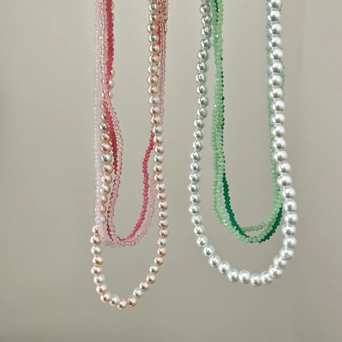 Wholesale Jewelry Sweet Color Block Artificial Pearl Layered Necklaces