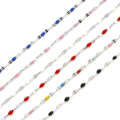 Wholesale Jewelry Sweet Color Block Titanium Steel Enamel Necklace