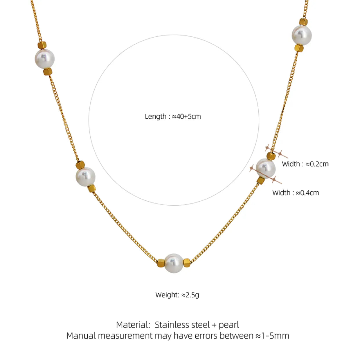 Wholesale Jewelry Sweet Commute Geometric 304 Stainless Steel Freshwater Pearl 18K Gold Plated Beaded Necklace