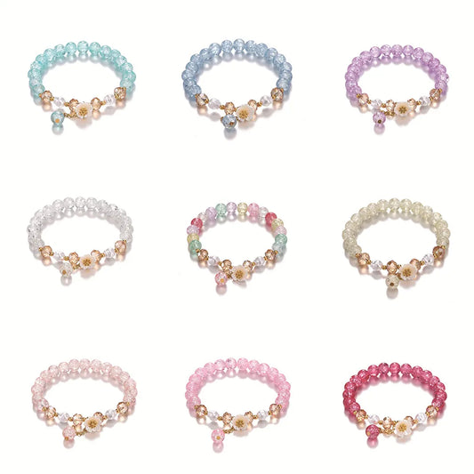 Wholesale Jewelry Sweet Flower Glass Beaded Bracelets