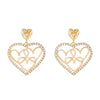 Wholesale Jewelry Sweet Heart Shape Alloy Artificial Diamond Inlay Drop Earrings