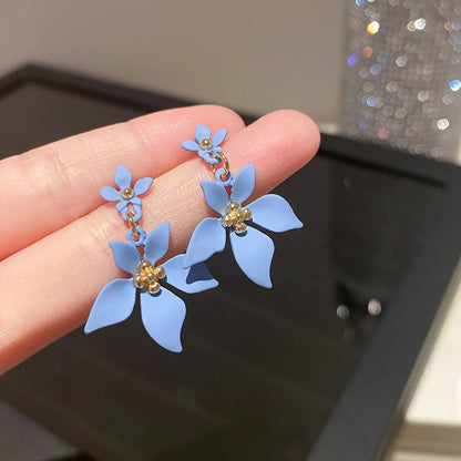 Wholesale Jewelry Sweet Heart Shape Flower Alloy Enamel Drop Earrings