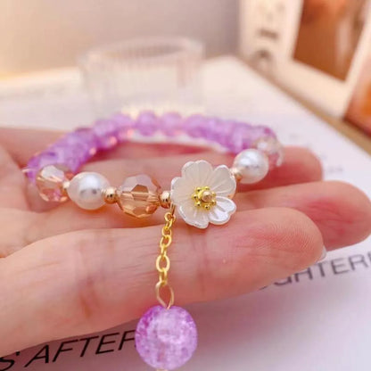 Wholesale Jewelry Sweet Heart Shape Flower Artificial Crystal Beaded Bracelets