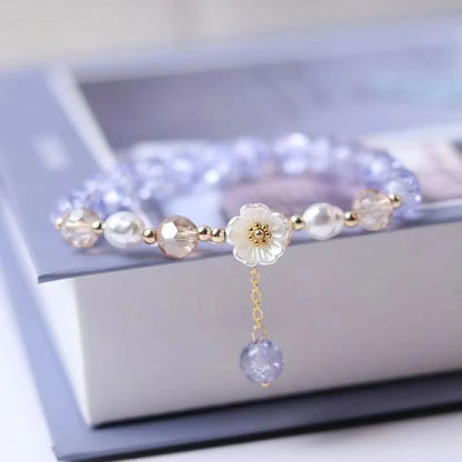 Wholesale Jewelry Sweet Heart Shape Flower Artificial Crystal Beaded Bracelets