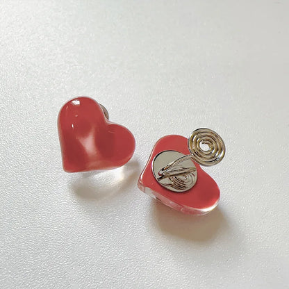 Wholesale Jewelry Sweet Heart Shape Resin Copper 14k Gold Plated Plating Ear Studs