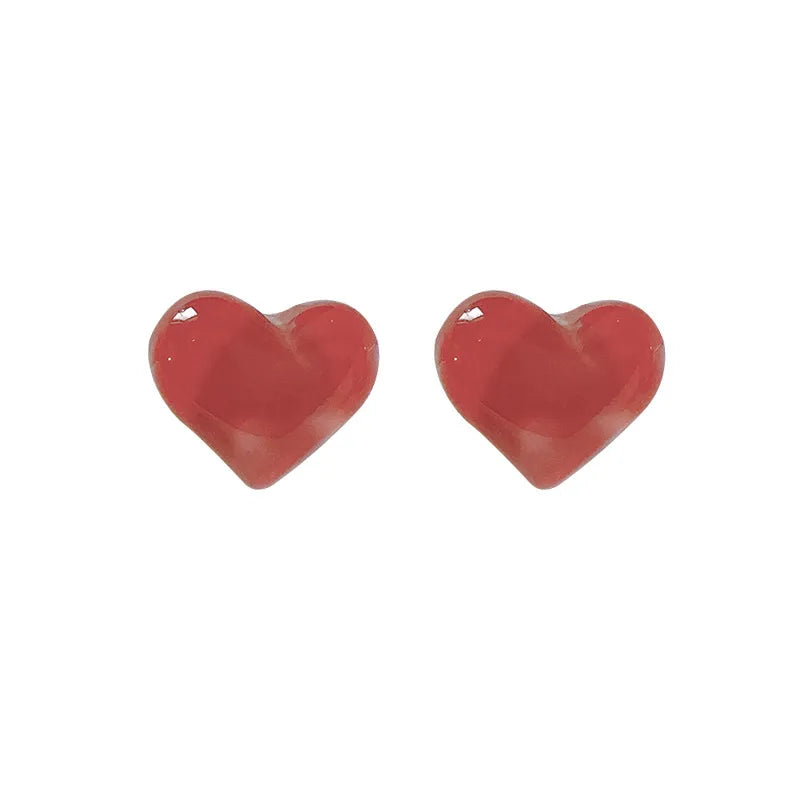 Wholesale Jewelry Sweet Heart Shape Resin Copper 14k Gold Plated Plating Ear Studs