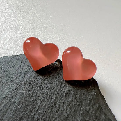 Wholesale Jewelry Sweet Heart Shape Resin Copper 14k Gold Plated Plating Ear Studs