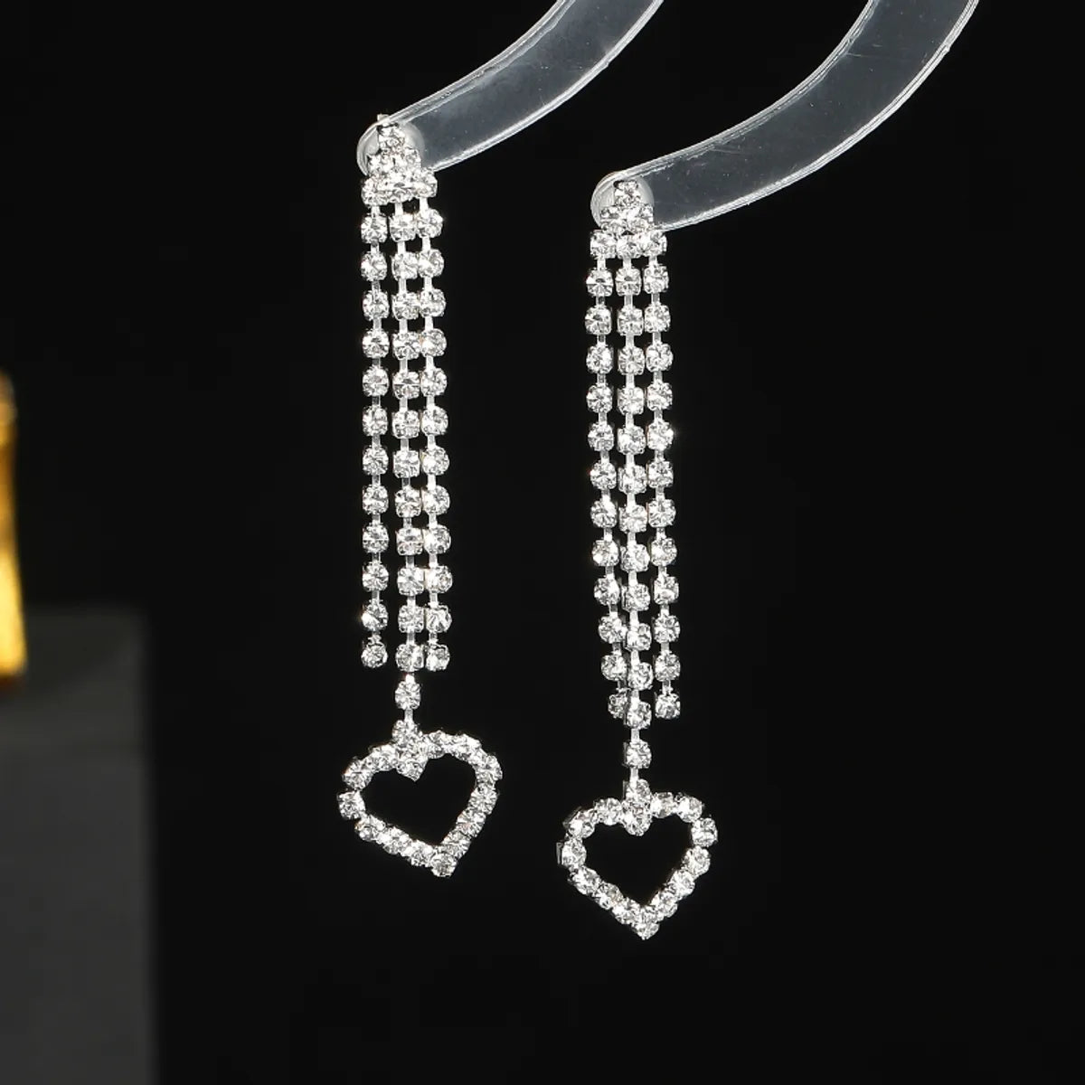 Wholesale Jewelry Sweet Heart Shape Rhinestone Rhinestones Silver Plated Plating Inlay Drop Earrings