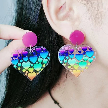 Wholesale Jewelry Sweet Heart Shape Rubik's Cube Arylic Drop Earrings