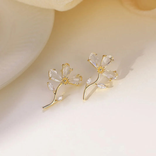 Wholesale Jewelry Sweet Pastoral Commute Flower Alloy Rhinestones Inlay Ear Studs