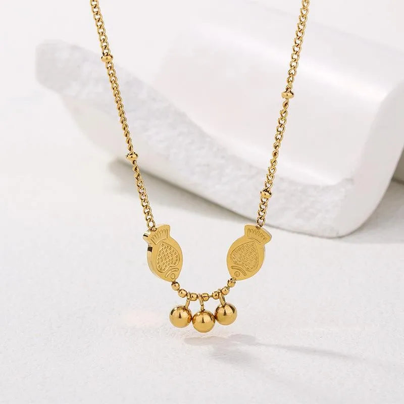 Wholesale Jewelry Sweet Roman Style Fish 304 Stainless Steel 18K Gold Plated Plating Pendant Necklace