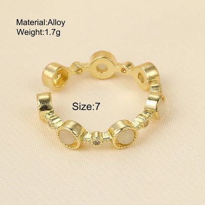 Wholesale Jewelry Sweet Round Alloy Opal Inlay Open Ring