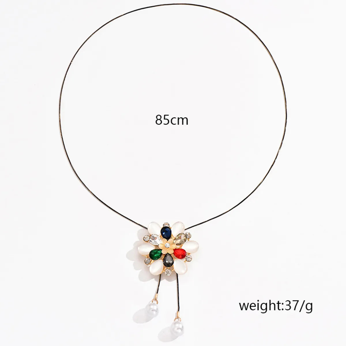 Wholesale Jewelry Sweet Shiny Flower Alloy Rhinestones Pearl Plating Inlay Sweater Chain Long Necklace