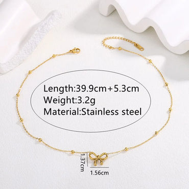 Wholesale Jewelry Sweet Simple Style Bow Knot 304 Stainless Steel 18K Gold Plated Plating Pendant Necklace