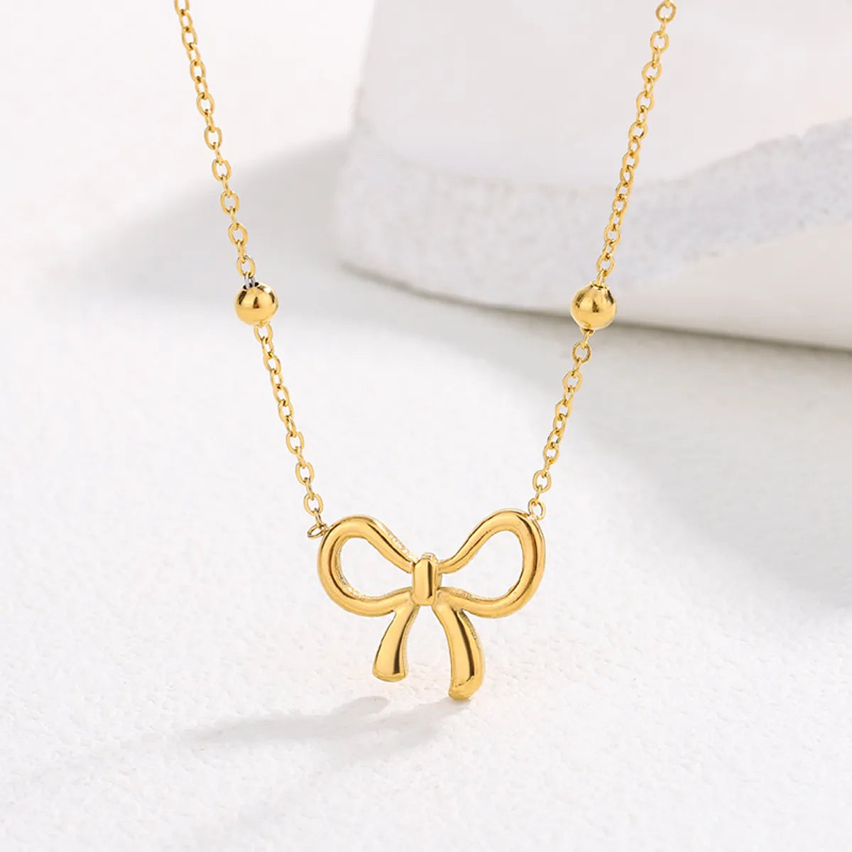 Wholesale Jewelry Sweet Simple Style Bow Knot 304 Stainless Steel 18K Gold Plated Plating Pendant Necklace