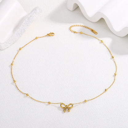 Wholesale Jewelry Sweet Simple Style Bow Knot 304 Stainless Steel 18K Gold Plated Plating Pendant Necklace