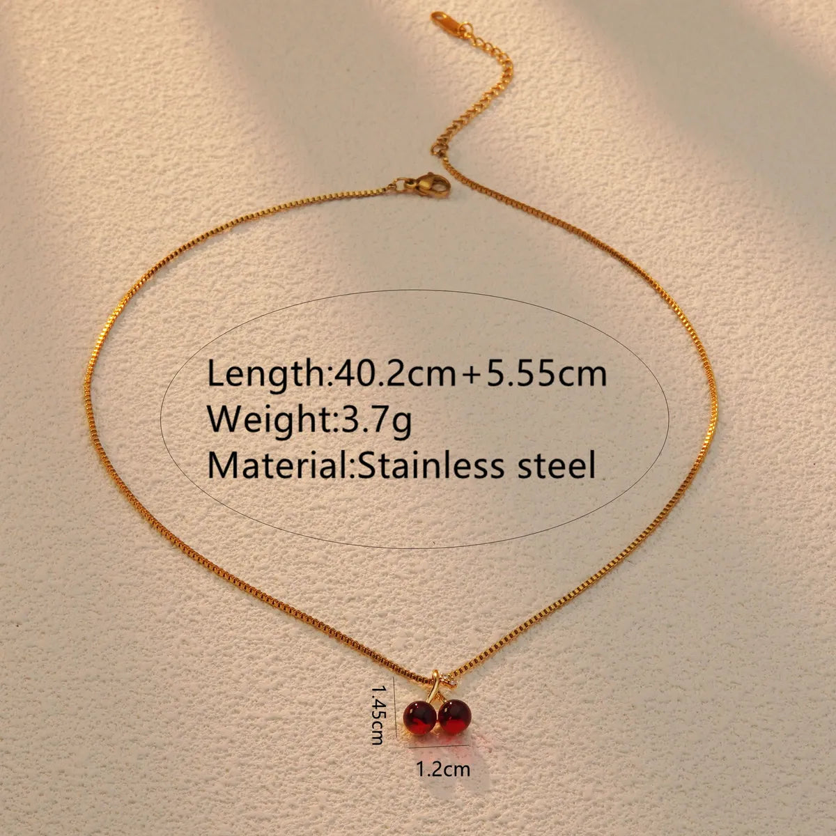 Wholesale Jewelry Sweet Simple Style Cherry 304 Stainless Steel 18K Gold Plated Plating Pendant Necklace