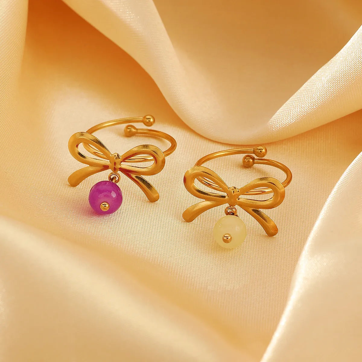 Wholesale Jewelry Sweet Simple Style Cherry Bow Knot 304 Stainless Steel Rings Earrings