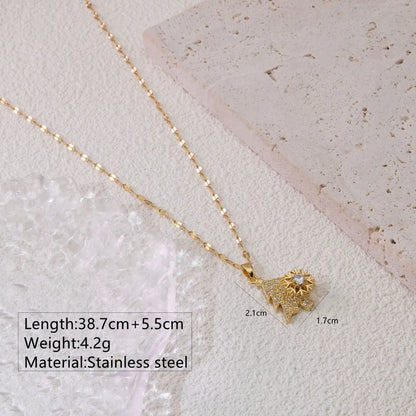 Wholesale Jewelry Sweet Simple Style Christmas Tree Snowflake 304 Stainless Steel 18K Gold Plated Plating Pendant Necklace