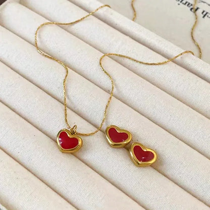 Wholesale Jewelry Sweet Simple Style Commute Heart Shape 304 Stainless Steel 18K Gold Plated Plating Jewelry Set