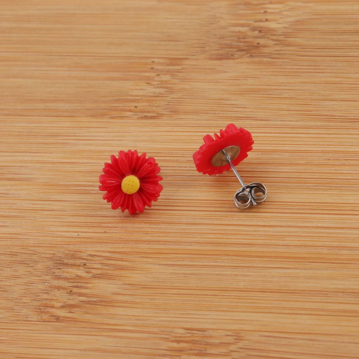 Wholesale Jewelry Sweet Simple Style Flower Stainless Steel Resin Plating Ear Studs