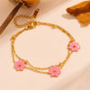 Wholesale Jewelry Sweet Simple Style Flower Titanium Steel Acrylic 18K Gold Plated Inlay Bracelets Earrings Necklace