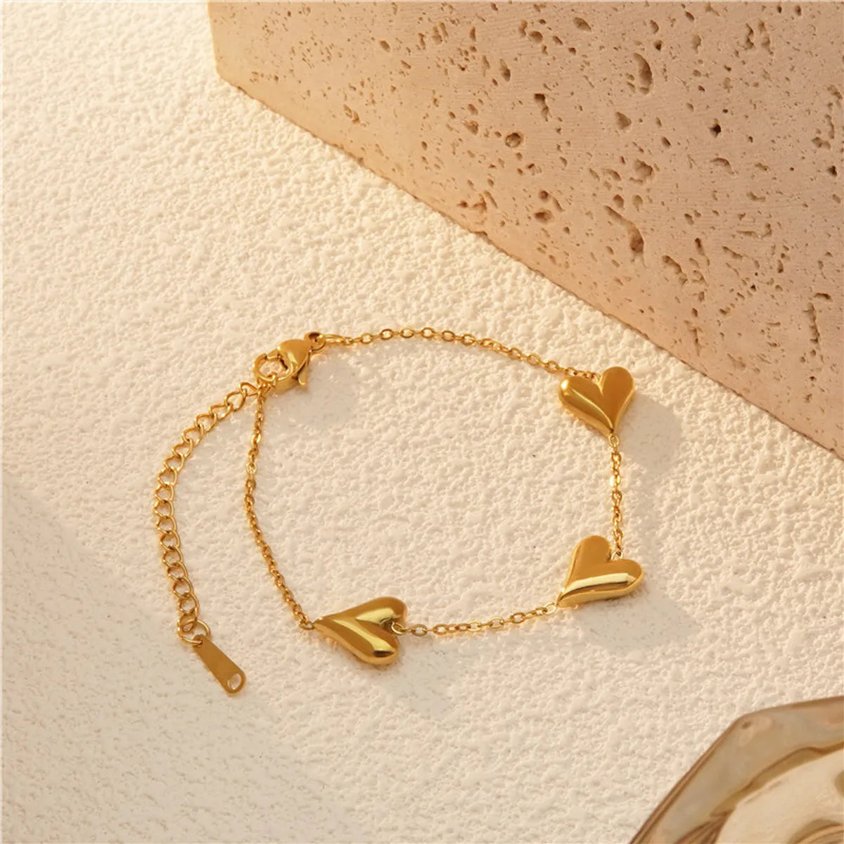 Wholesale Jewelry Sweet Simple Style Heart Shape 304 Stainless Steel 18K Gold Plated Plating Bracelets Necklace