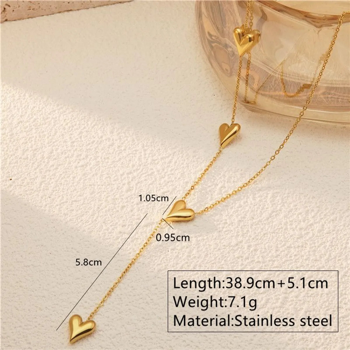 Wholesale Jewelry Sweet Simple Style Heart Shape 304 Stainless Steel 18K Gold Plated Plating Bracelets Necklace