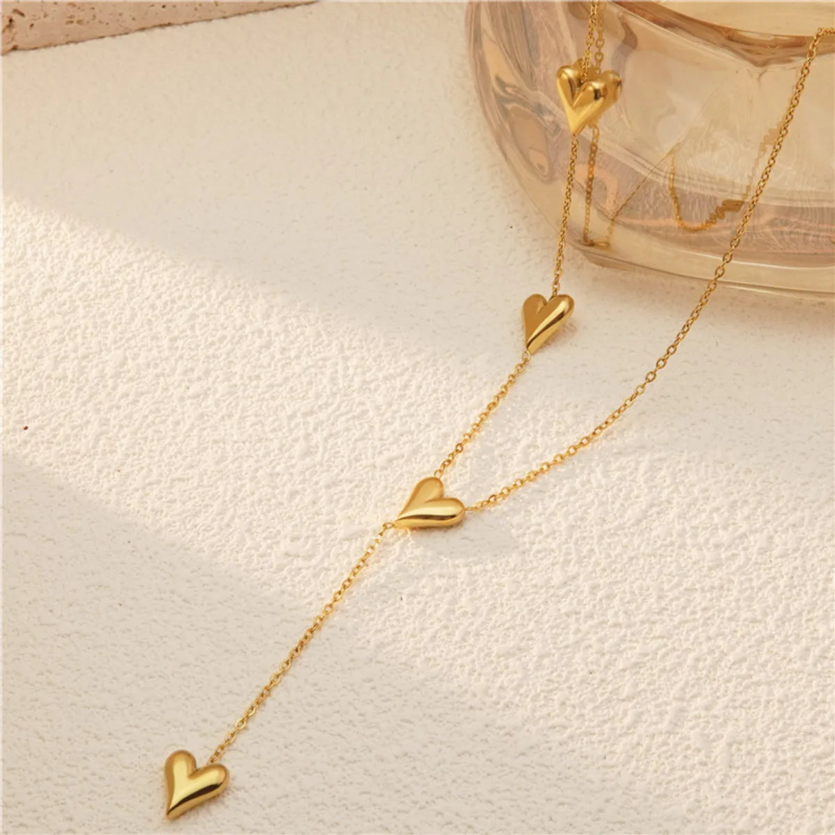 Wholesale Jewelry Sweet Simple Style Heart Shape 304 Stainless Steel 18K Gold Plated Plating Bracelets Necklace