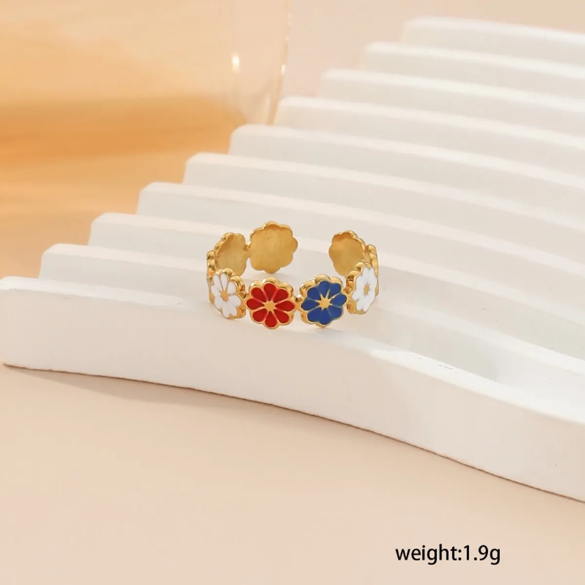 Wholesale Jewelry Sweet Simple Style Heart Shape Flower 304 Stainless Steel Open Rings